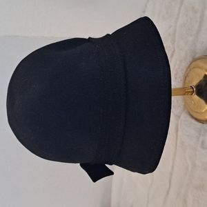 Kate Landry Black Wool Felt Cloche Hat with Bow 22"